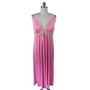 VTG Kyser Slip Dress Long Nightgown Womens 36 Pink Crochet Fairy Whimsigoth